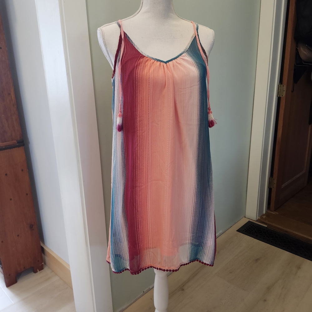Xhilaration | Colorful Striped Sheer Dress